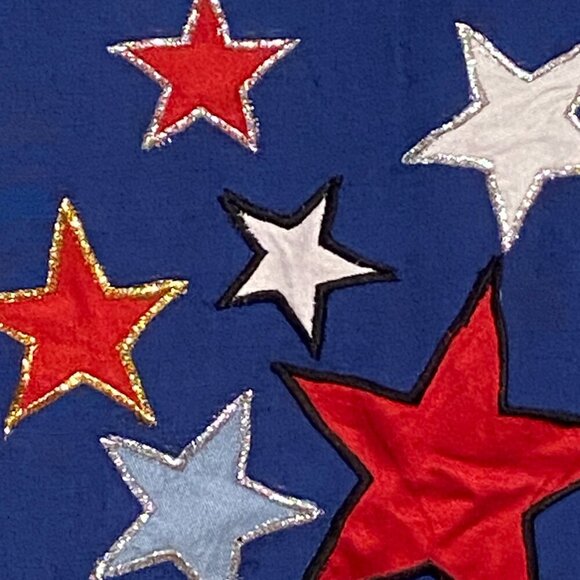 Vintage Indigo Moon Women's Jacket Red White Blue Stars Glass Buttons Size L - Picture 3 of 7
